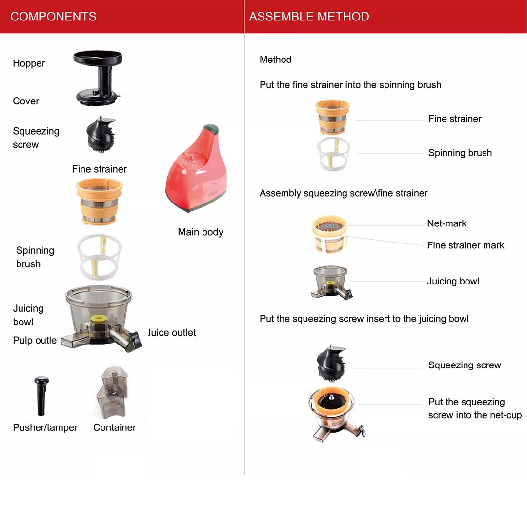 Cold Press Slow Juicer Red
