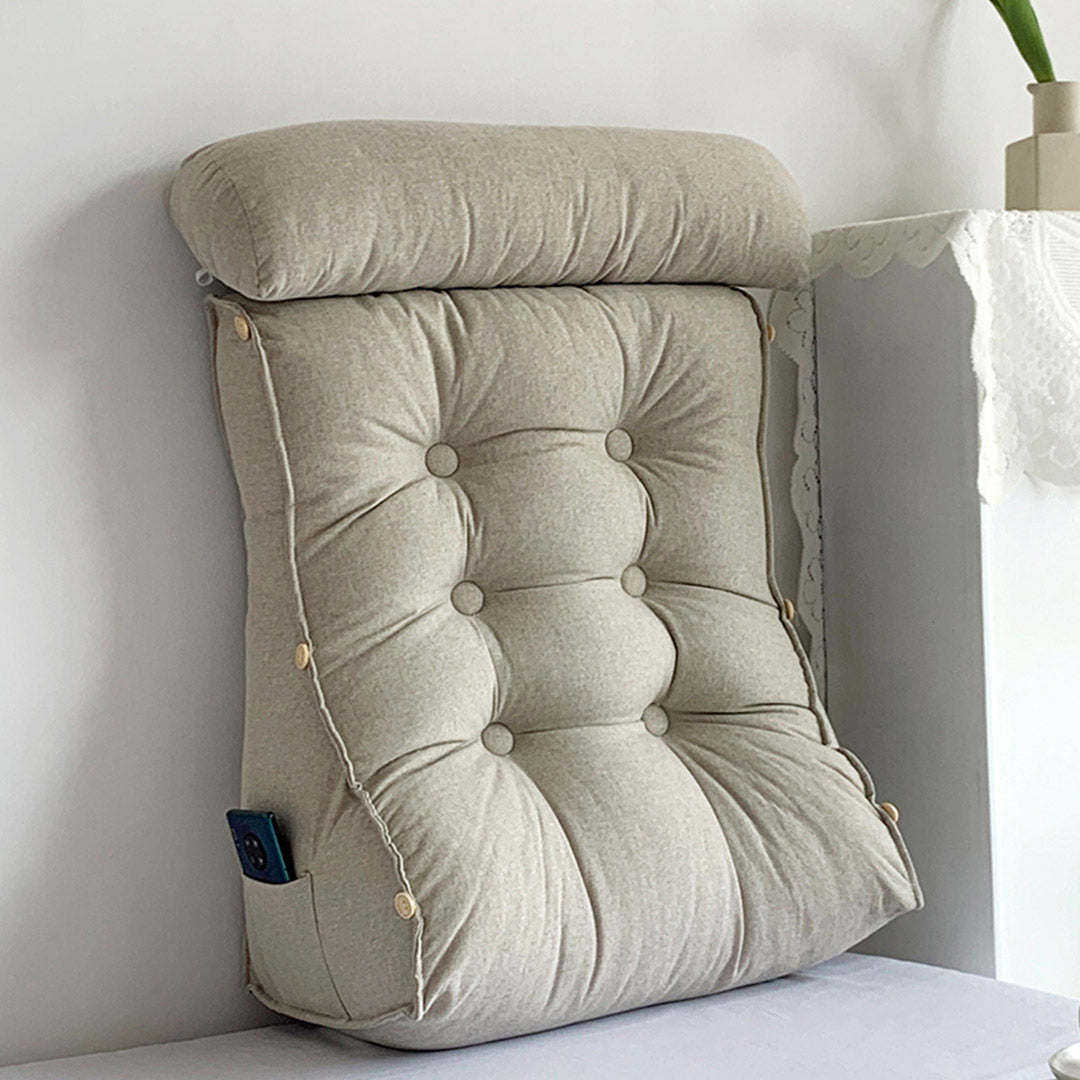 45cm White Wedge Lumbar Pillow