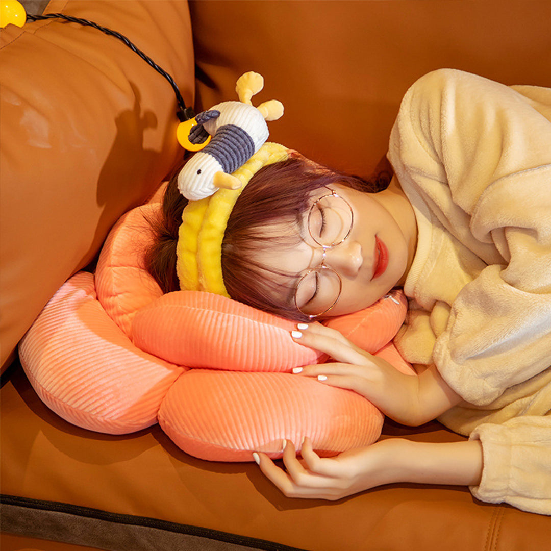 Yellow Double Flower Shape Cushion