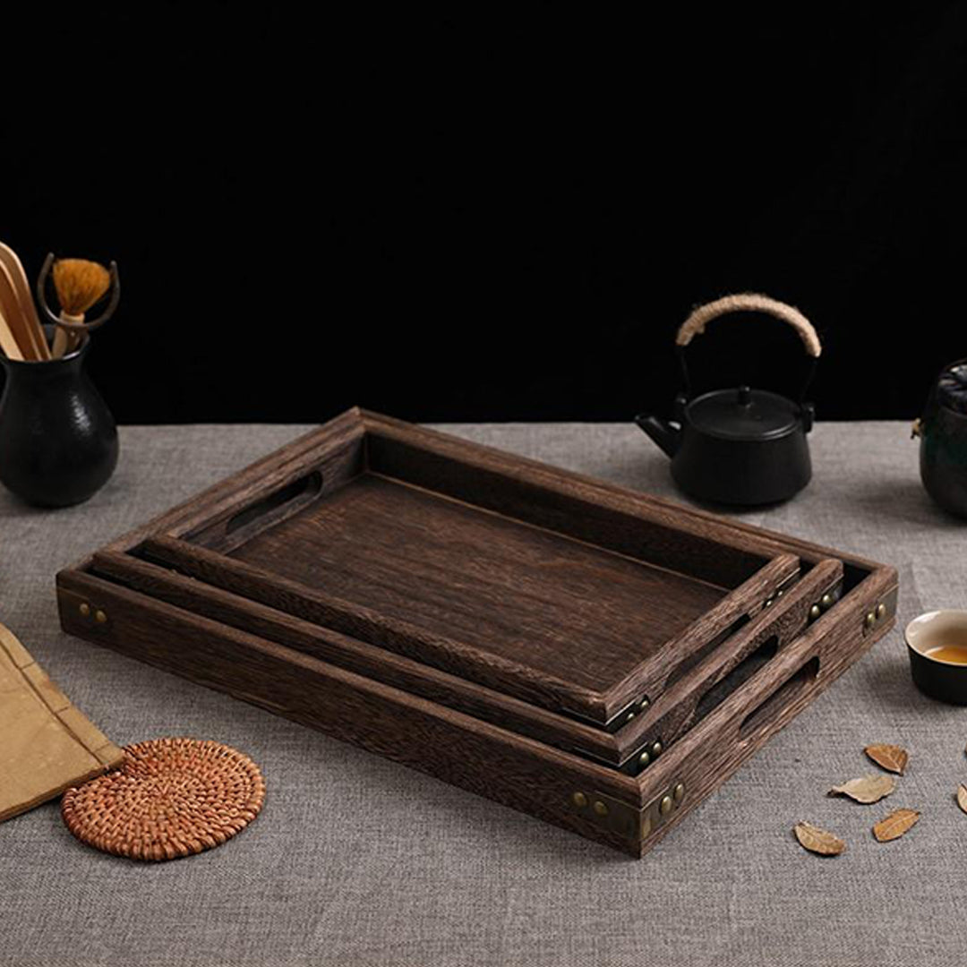 Large Walnut Rectangle Wooden Tray
