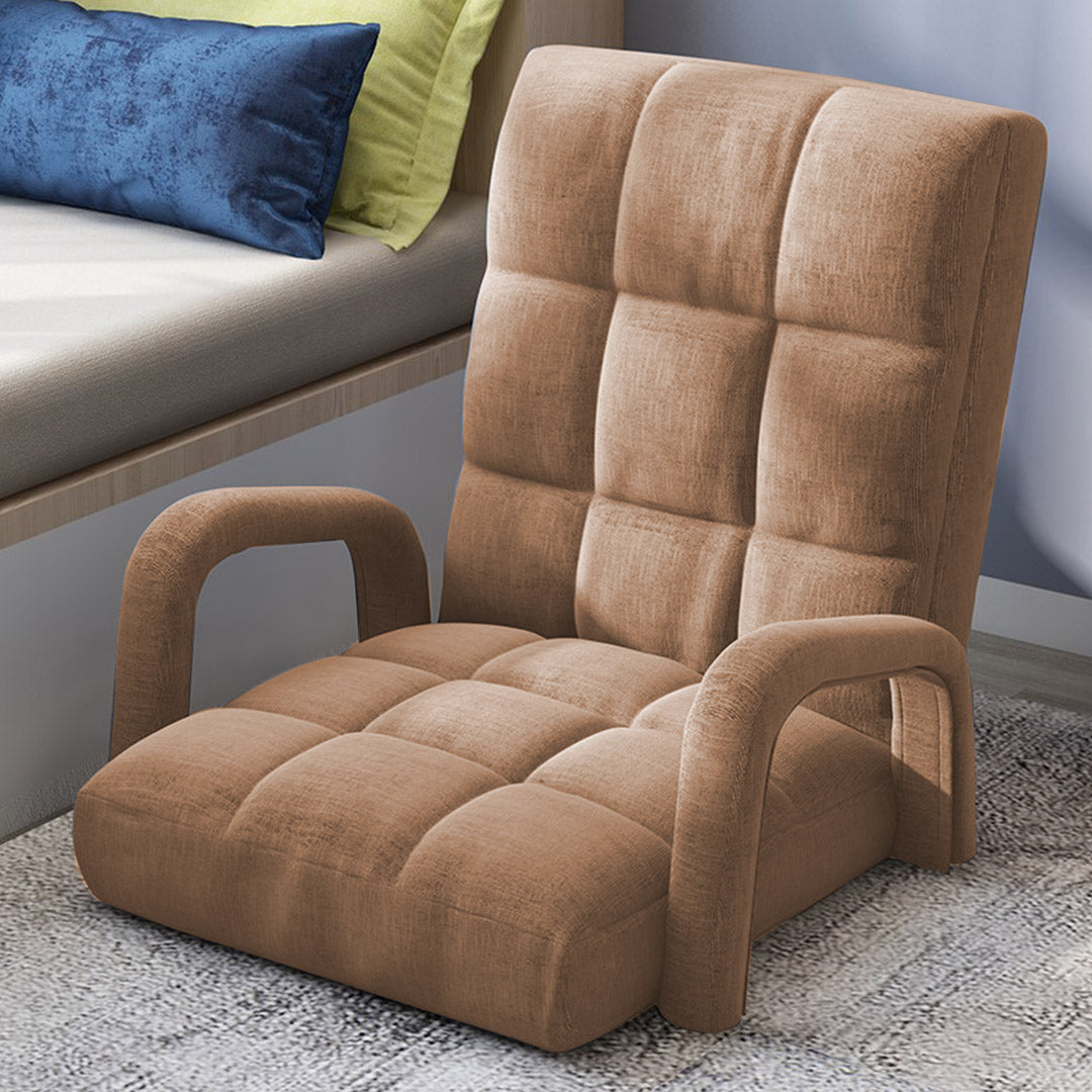 Floor Recliner Lazy Chair with Armrest Khaki