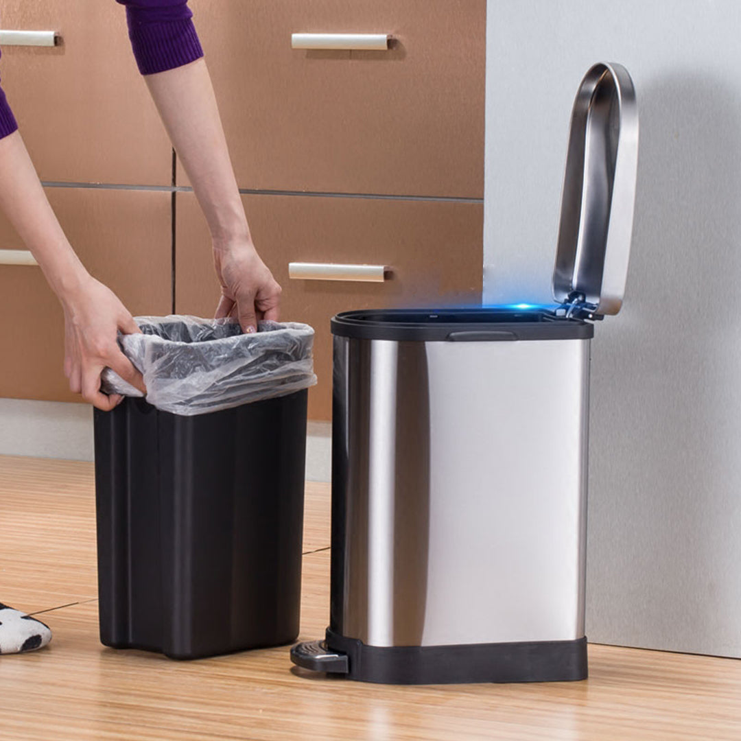 Foot Pedal Stainless Steel Trash Bin 10L