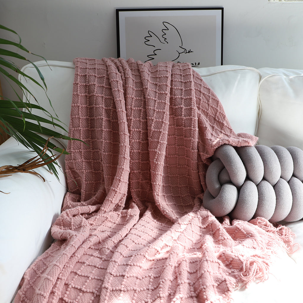 Pink Diamond Pattern Throw Blanket