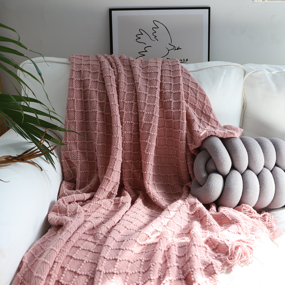 Pink Diamond Pattern Throw Blanket