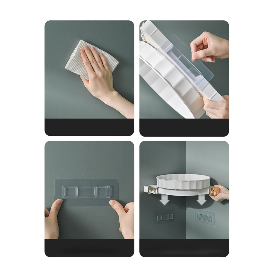 White 360 Degree Wall-Mounted Rotating Bathroom Organiser