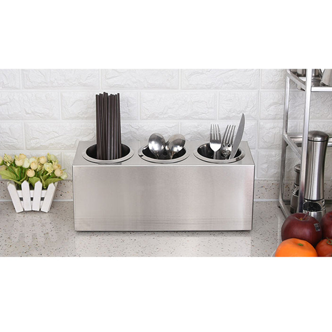 18/10 Stainless Steel Commercial Cutlery Holder with 3 Holes