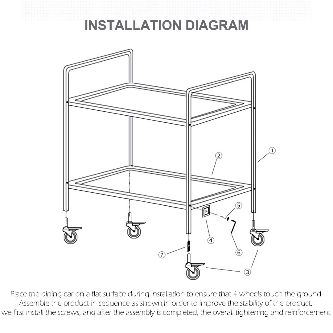 4 Tier Stainless Steel Utility Cart  860x540x1170