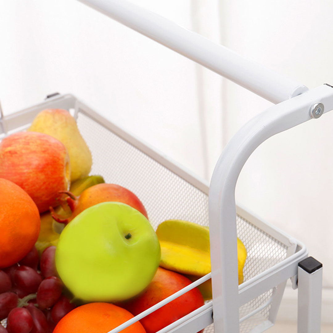 3 Tier Steel White Adjustable Kitchen Cart