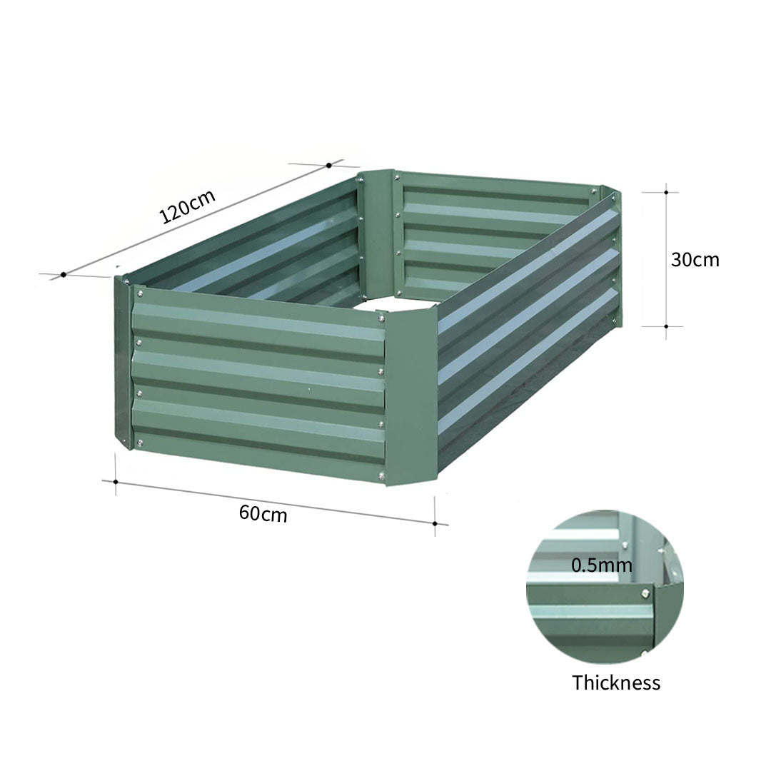 120X60cm Rectangle Galvanized Raised Garden Bed Green