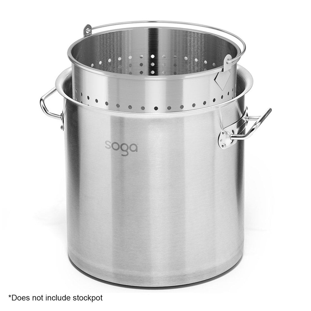 21L 18/10 Stainless Steel Perforated Pasta Strainer with Handle