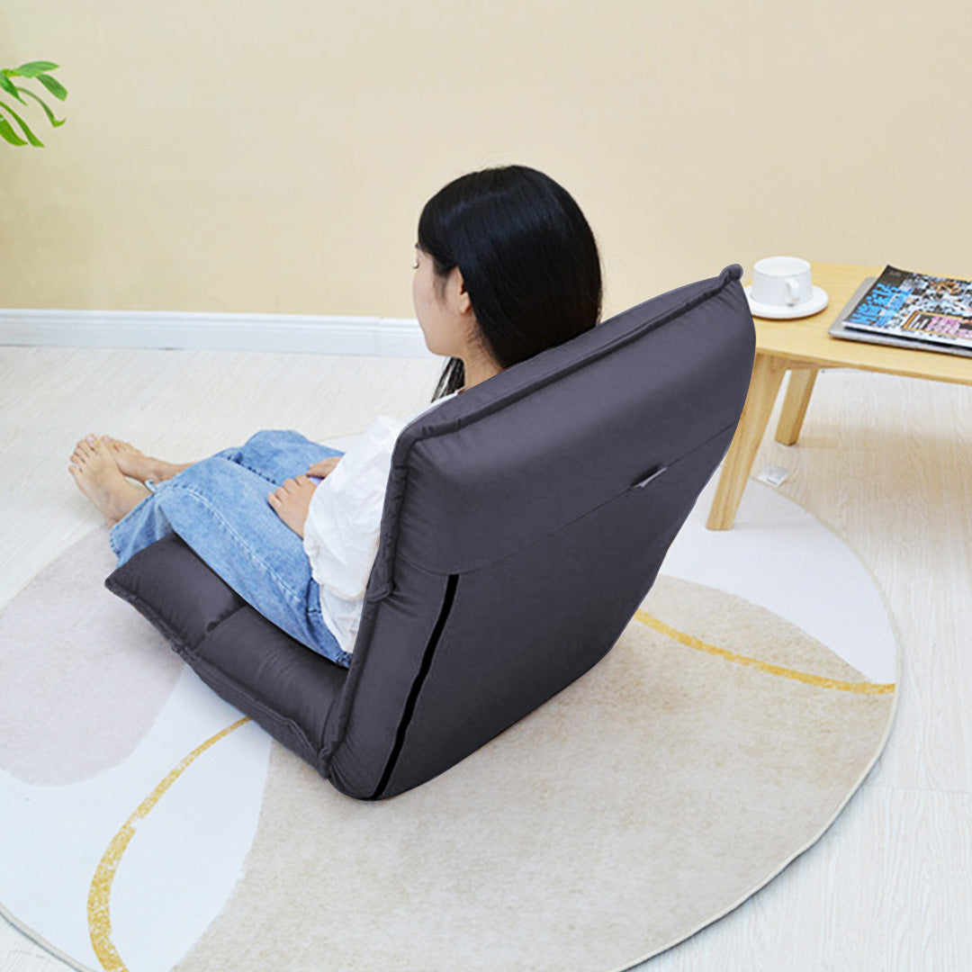 Air Leather Floor Recliner Lazy Chair Black