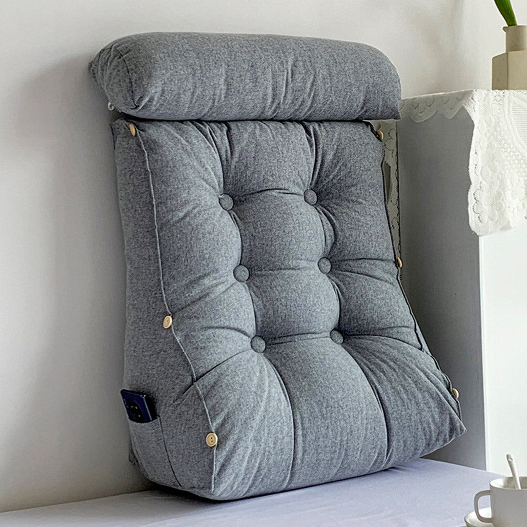 60cm Silver Wedge Lumbar Pillow