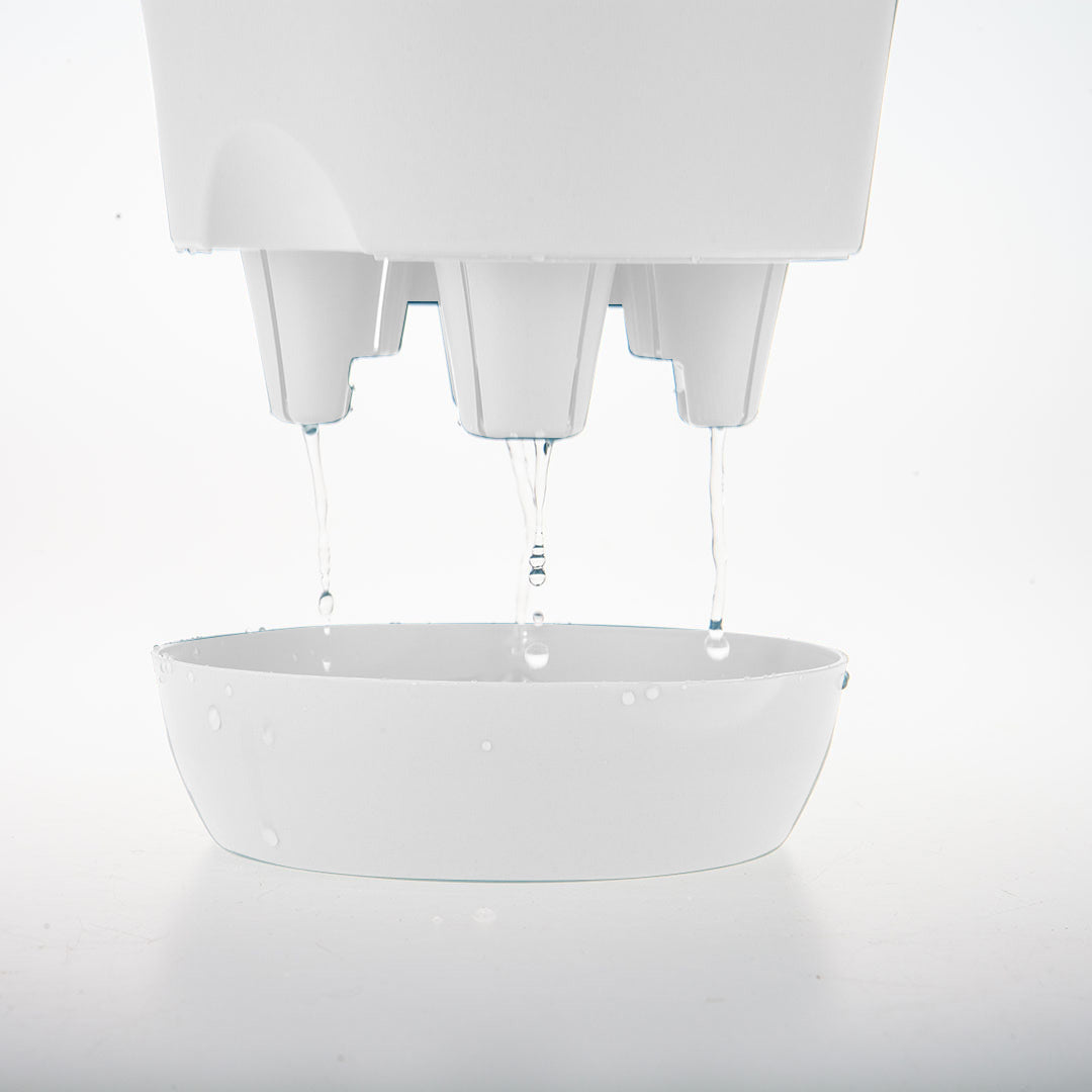 White Plastic Plant Self Watering Indoor Outdoor Plant Pot Set of 2