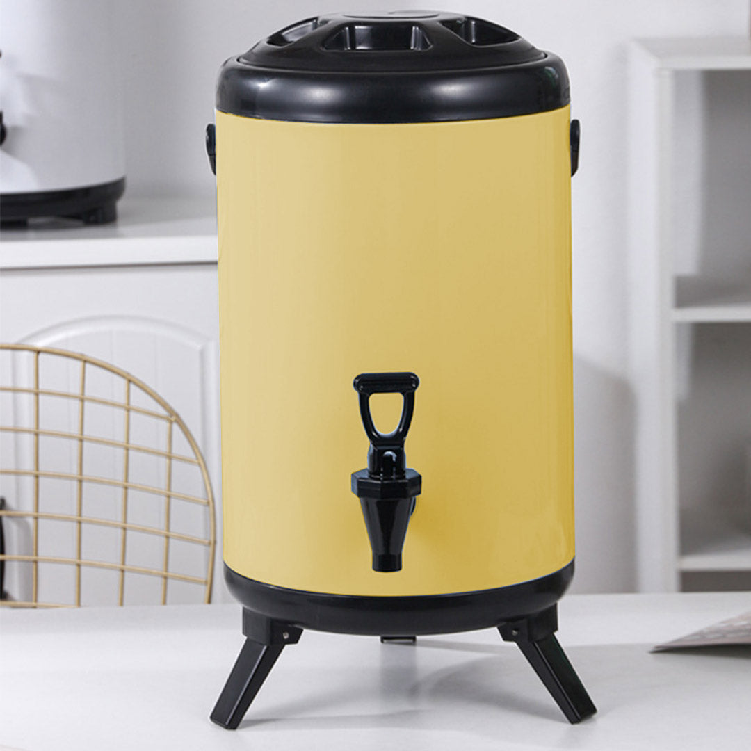 14L Stainless Steel Milk Tea Barrel with Faucet Yellow