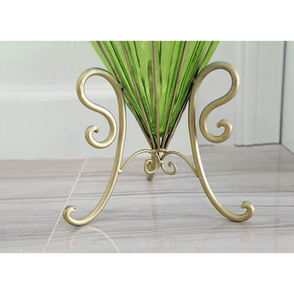 67cm Green Glass Floor Vase with 10pcs White Artificial Flower Set