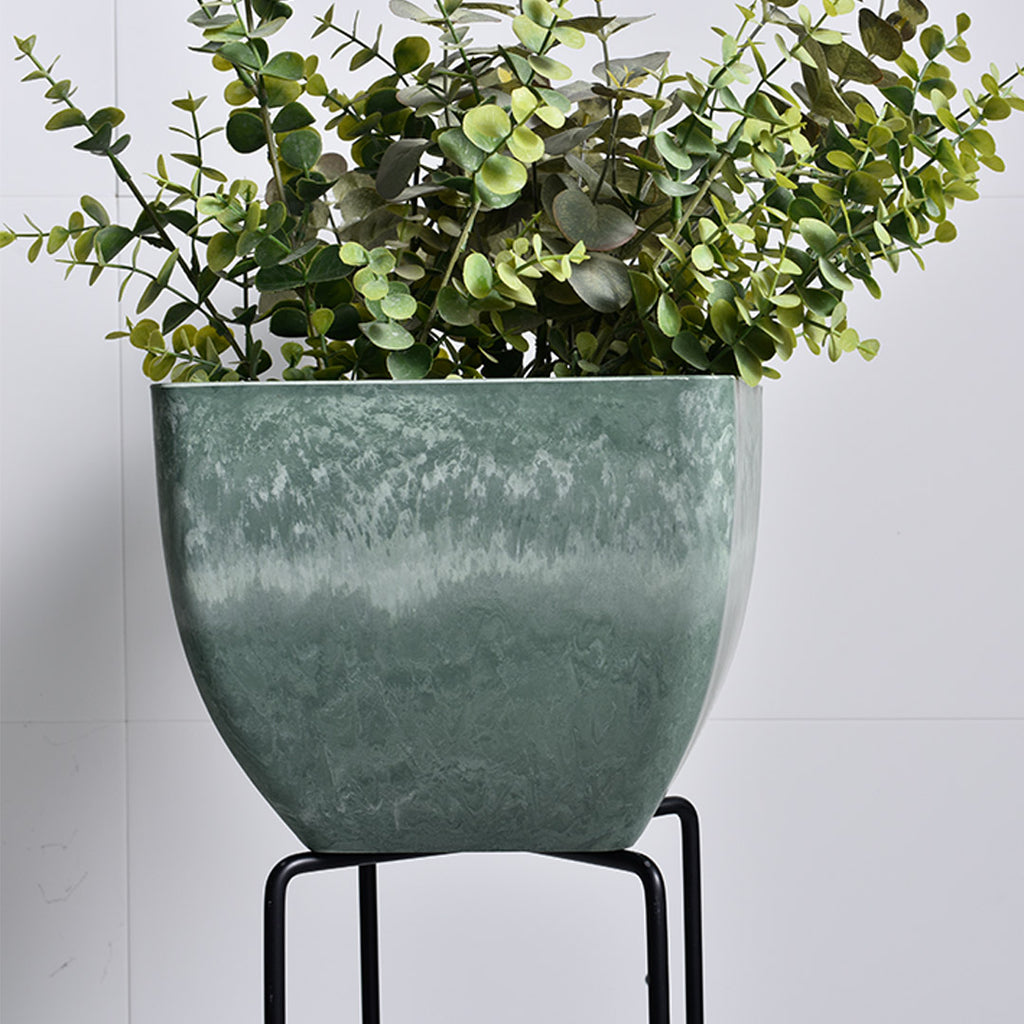 27cm Green Grey Square Resin Planter