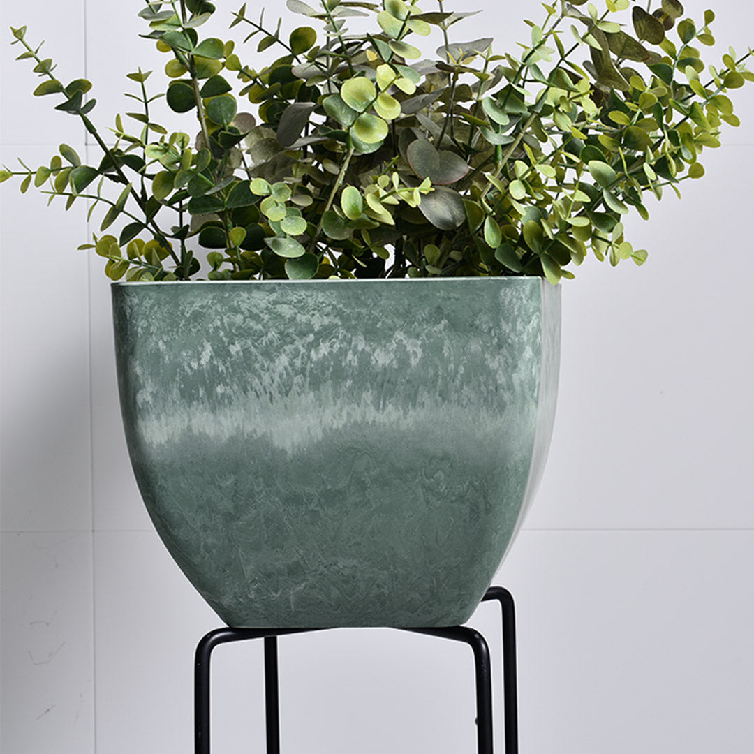 27cm Green Grey Square Resin Planter