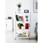 4 Tier Foldable Kitchen Shelves with Wheels White