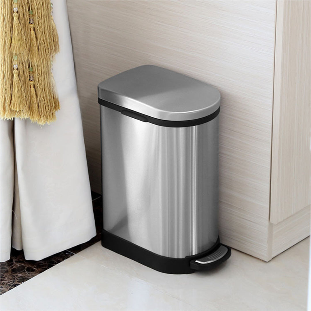 Foot Pedal Stainless Steel Trash Bin 10L