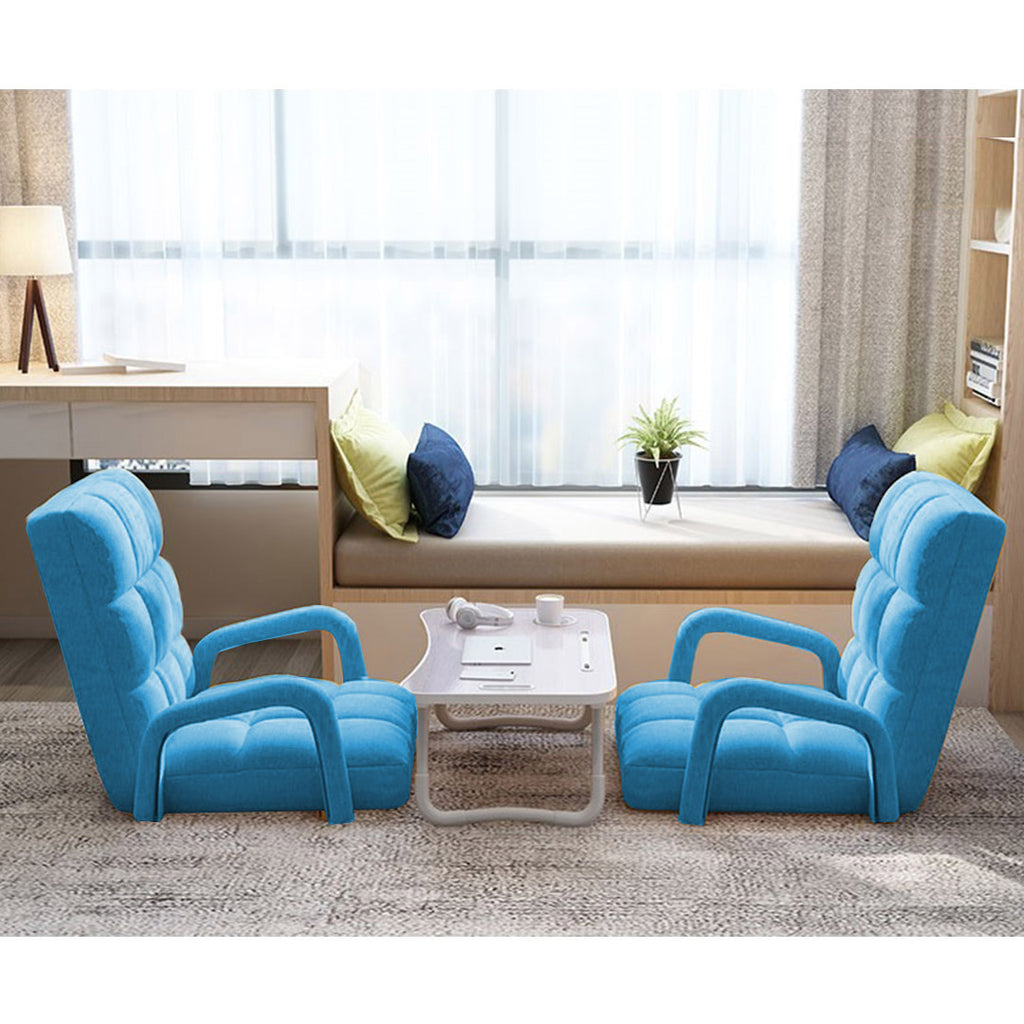 Floor Recliner Lazy Chair with Armrest Blue
