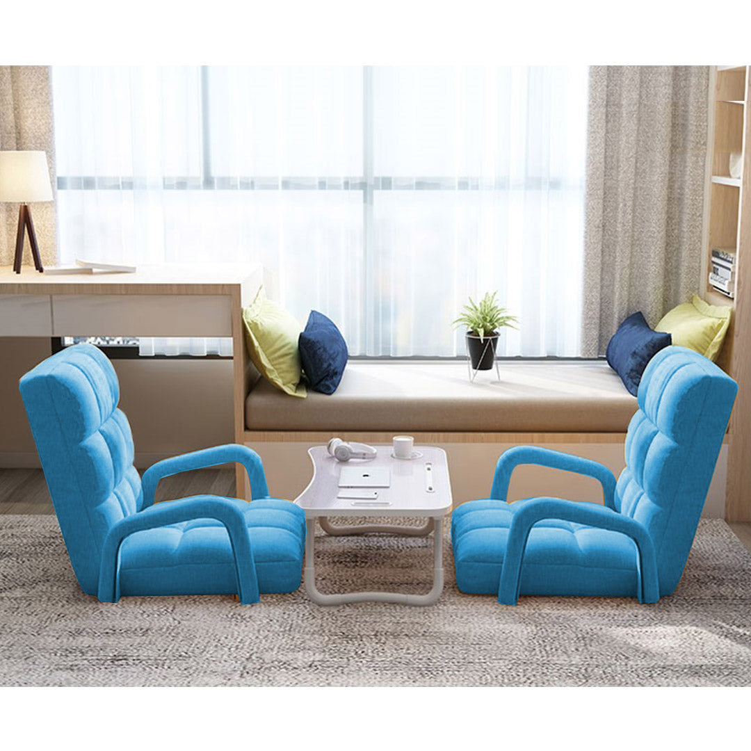 Floor Recliner Lazy Chair with Armrest Blue