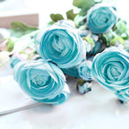 85cm Green Glass Floor Vase and 12pcs Blue Artificial Flower Set