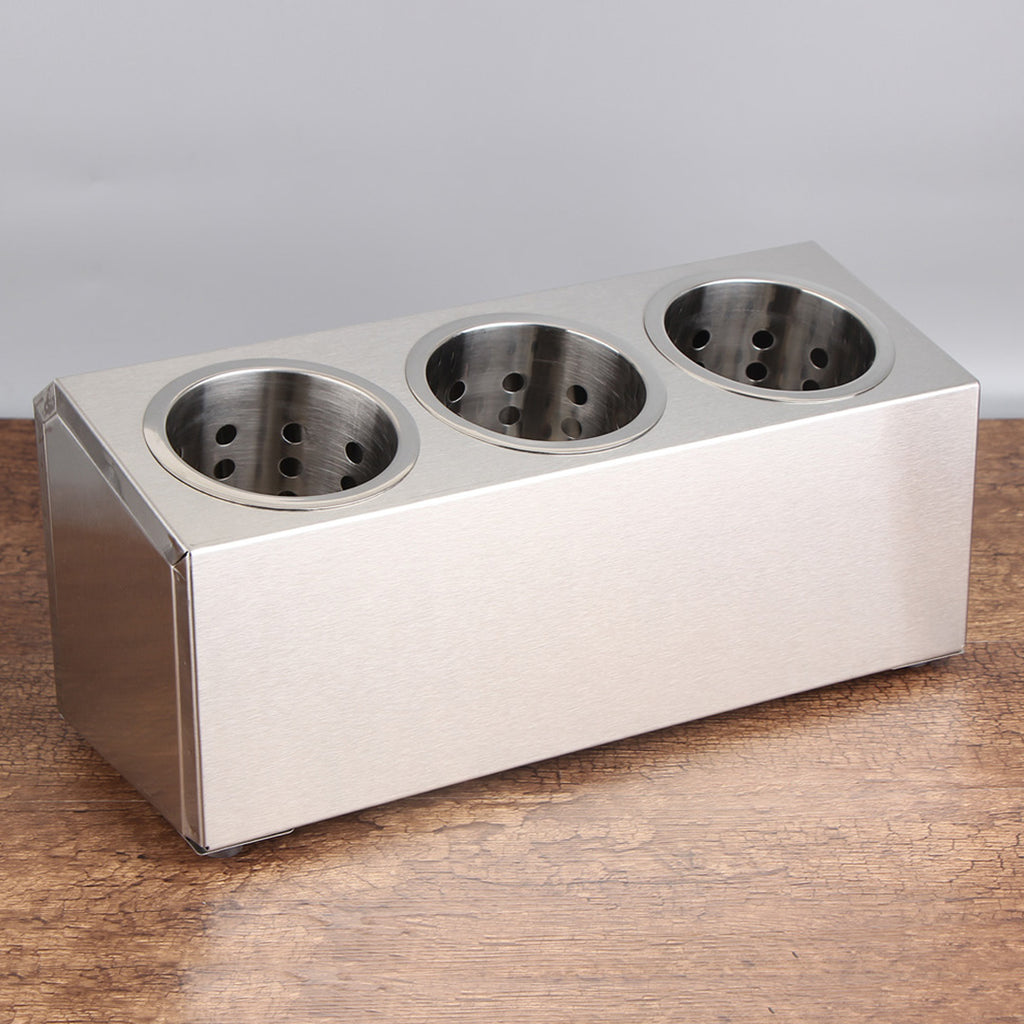 18/10 Stainless Steel Commercial Cutlery Holder with 3 Holes