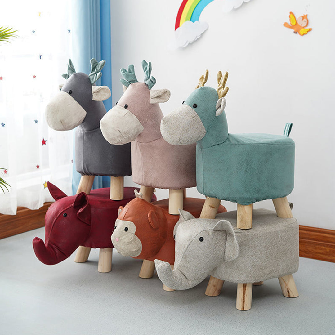 Red Kids Ottoman Stool Elephant Character Bench Seat