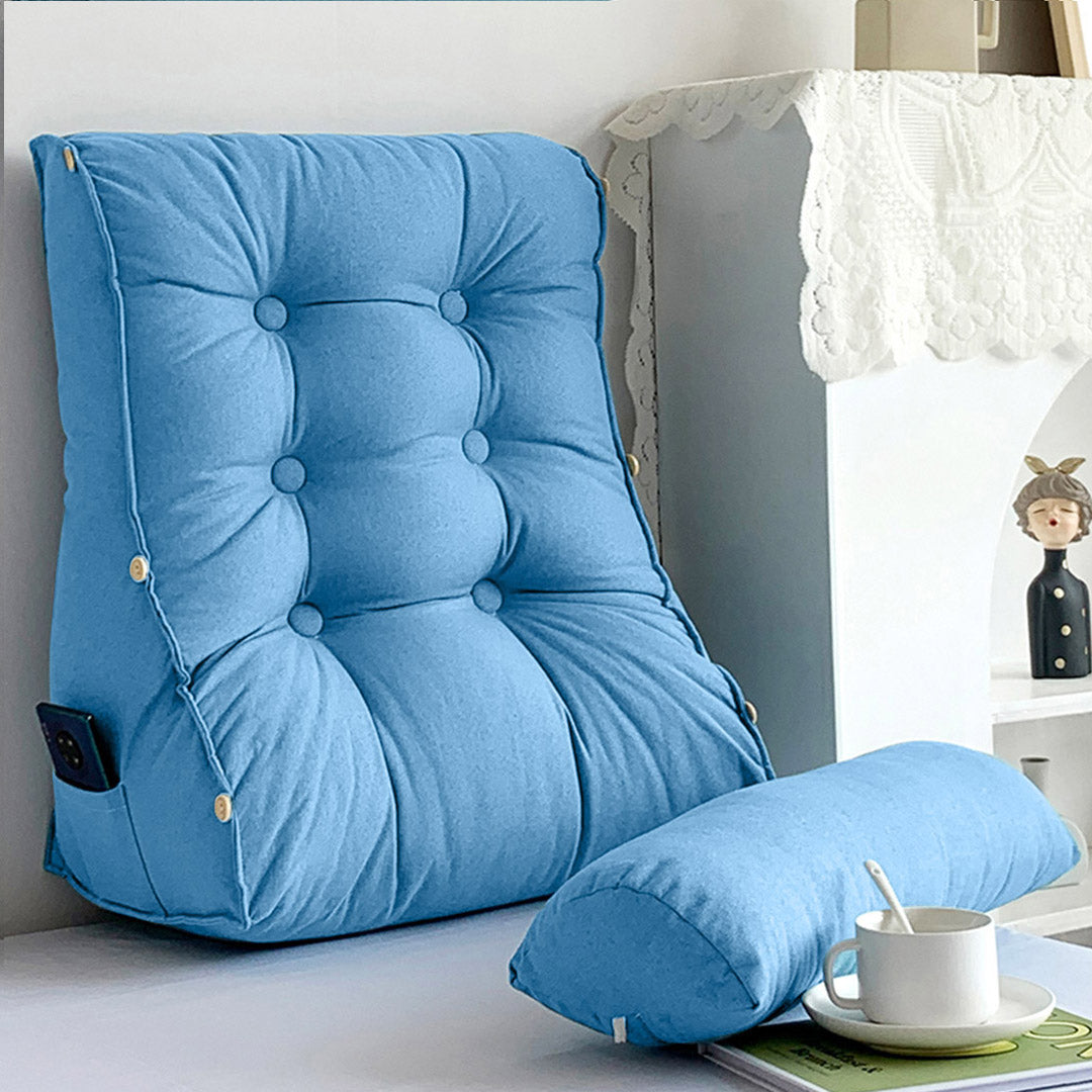 45cm Blue Wedge Lumbar Pillow