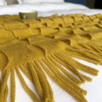 Mustard Textured Knitted Throw Blanket