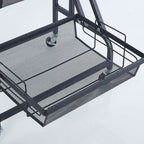 3 Tier Steel Black Adjustable Kitchen Cart