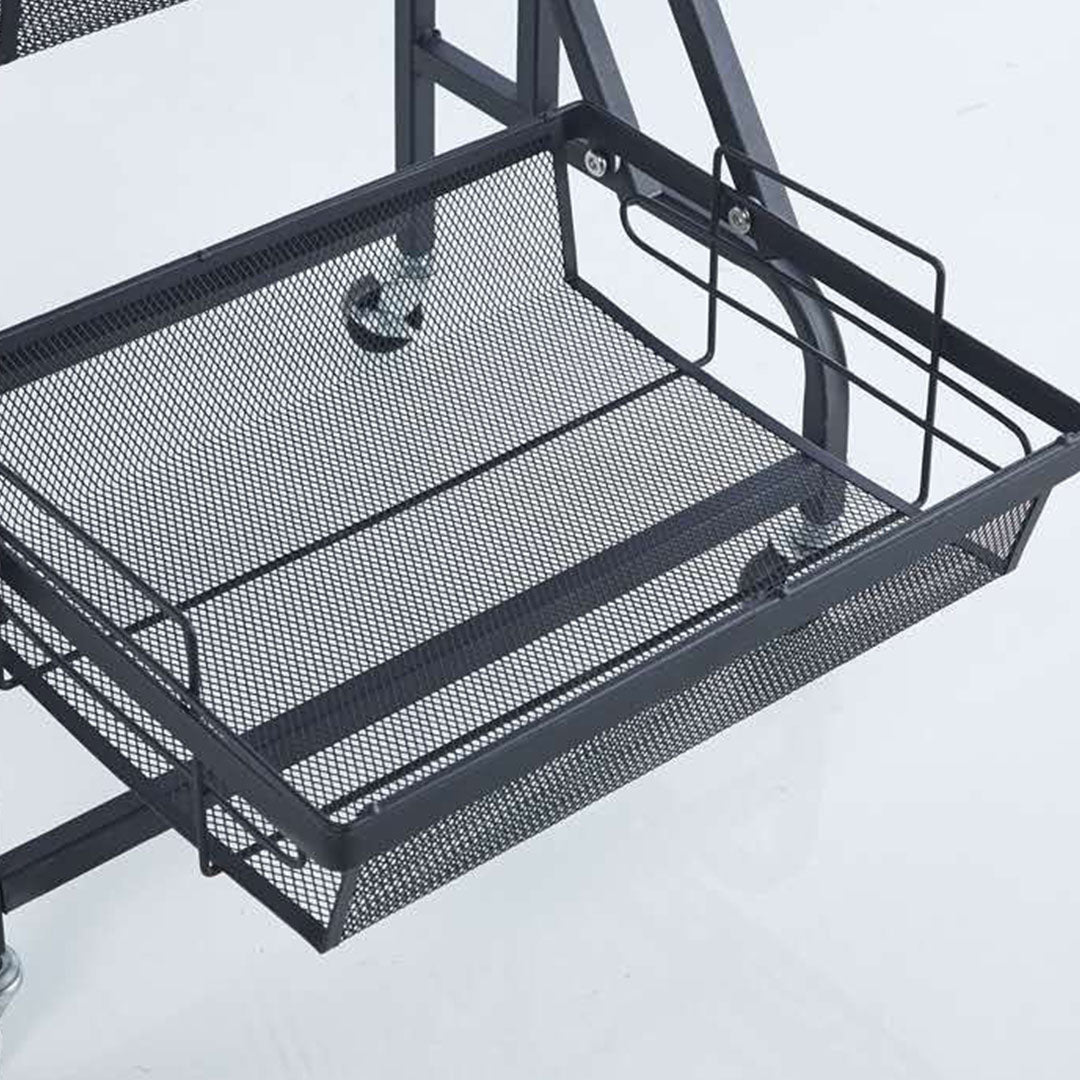 3 Tier Steel Black Adjustable Kitchen Cart