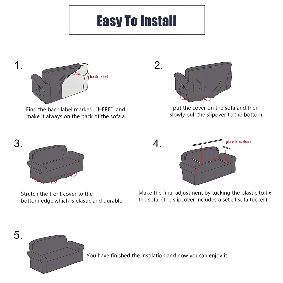 High Stretch 2-Seater Black Sofa Slipcover