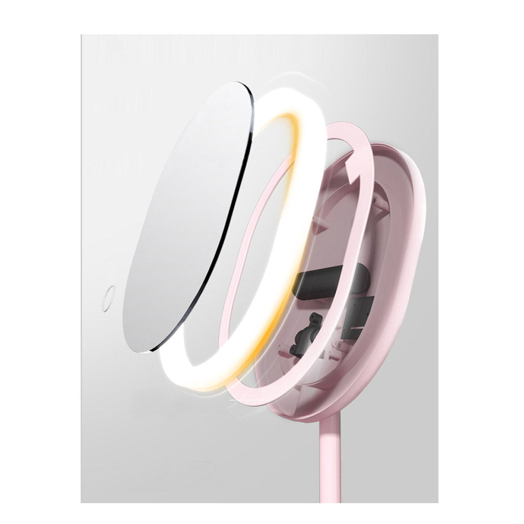 20cm Pink Rechargeable LED Light Makeup Mirror