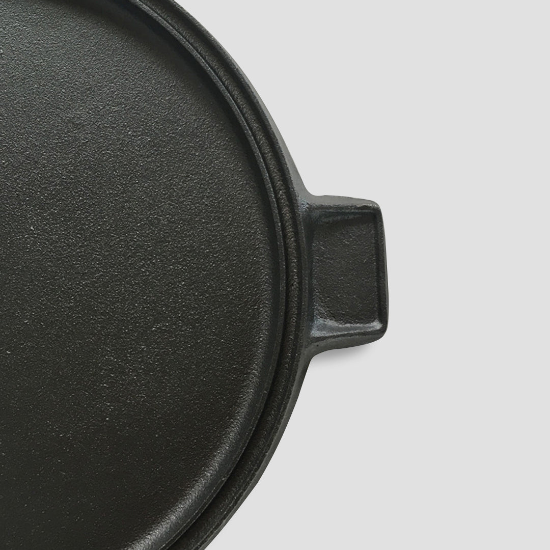 SOGA 43cm Round Ribbed Cast Iron Frying Pan with Handle