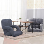 Foldable Floor Recliner Lazy Chair with Armrest Grey