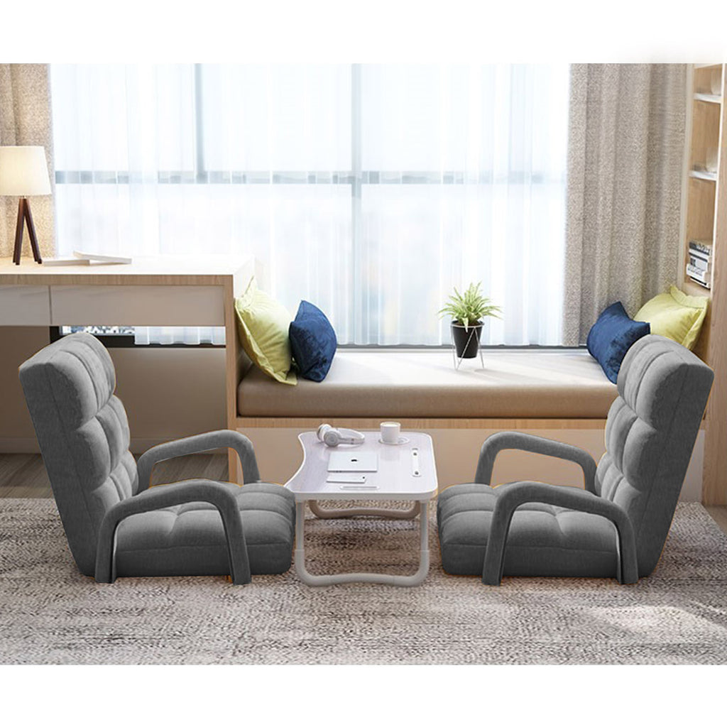 Floor Recliner Lazy Chair with Armrest Grey