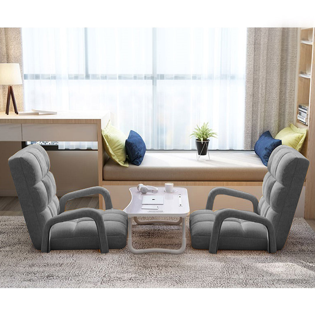 Floor Recliner Lazy Chair with Armrest Grey
