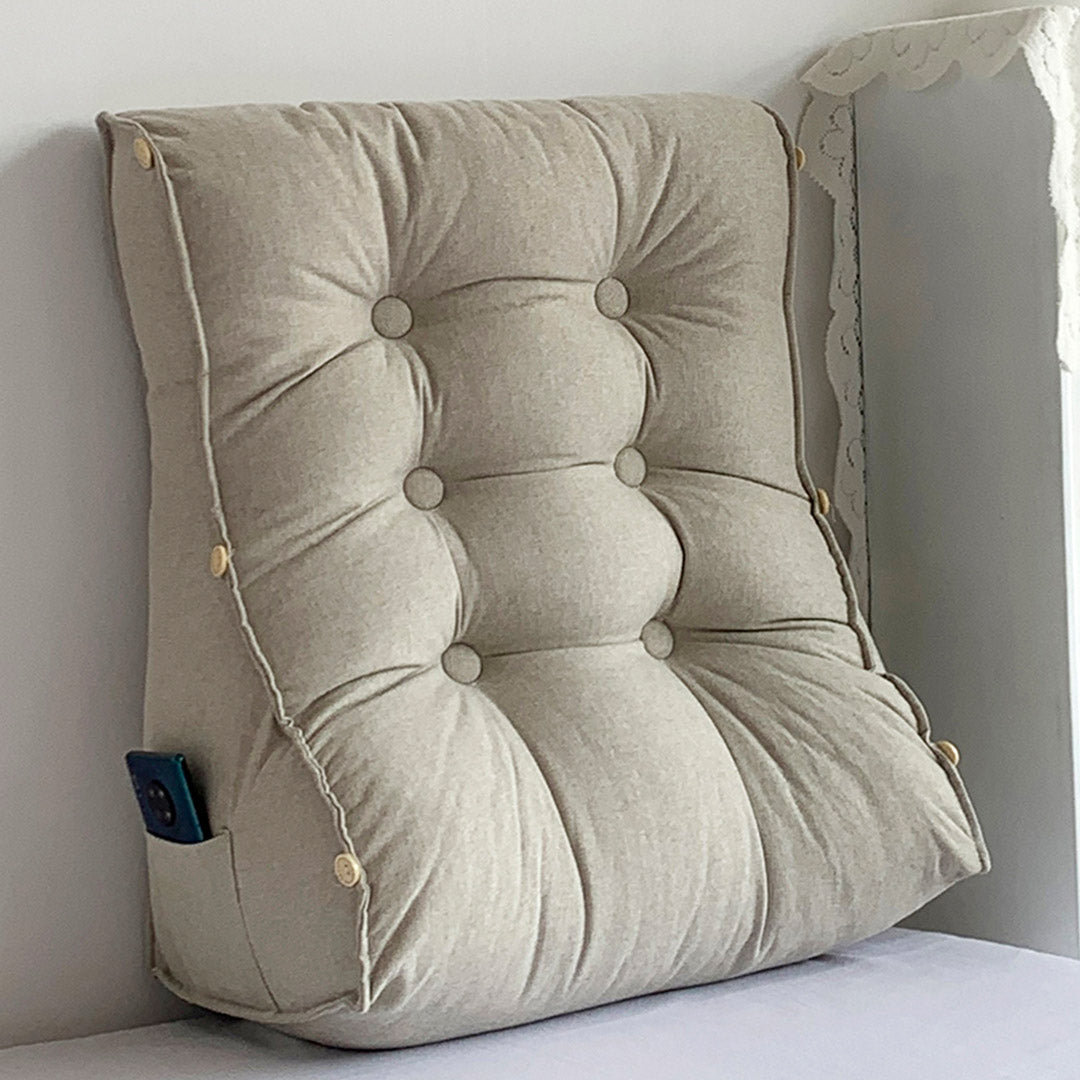 45cm White Wedge Lumbar Pillow