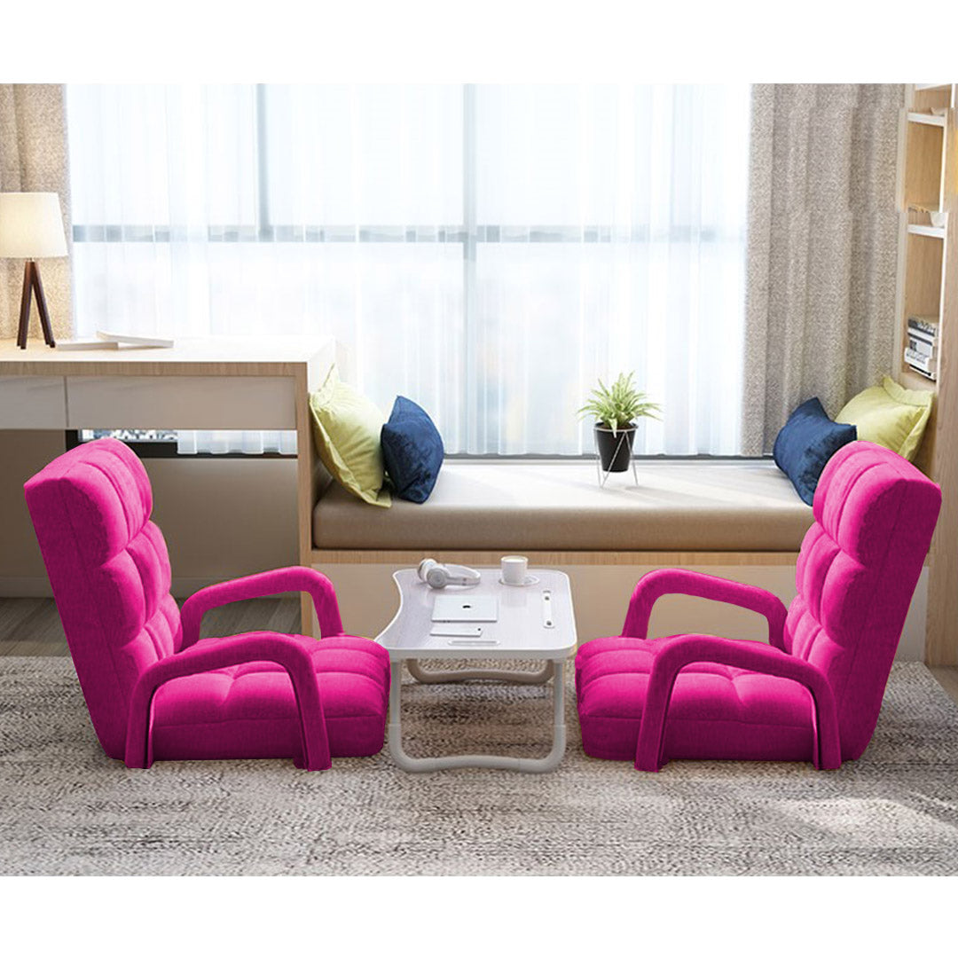 Floor Recliner Lazy Chair with Armrest Pink
