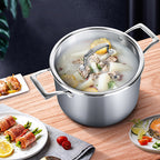 28cm Stainless Steel Soup Pot with Glass Lid