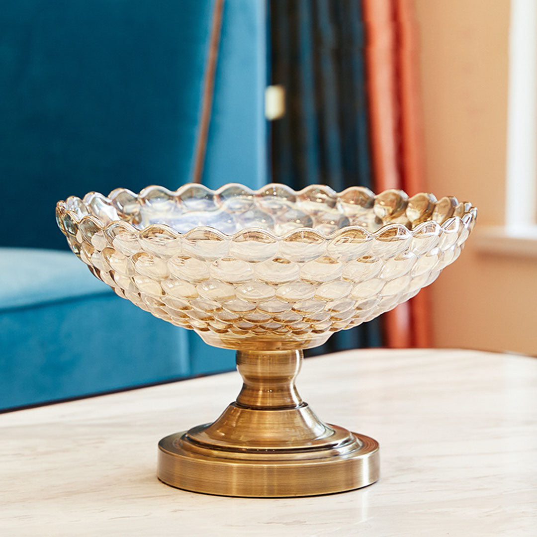 Pedestal Crystal Glass Fruit Bowl