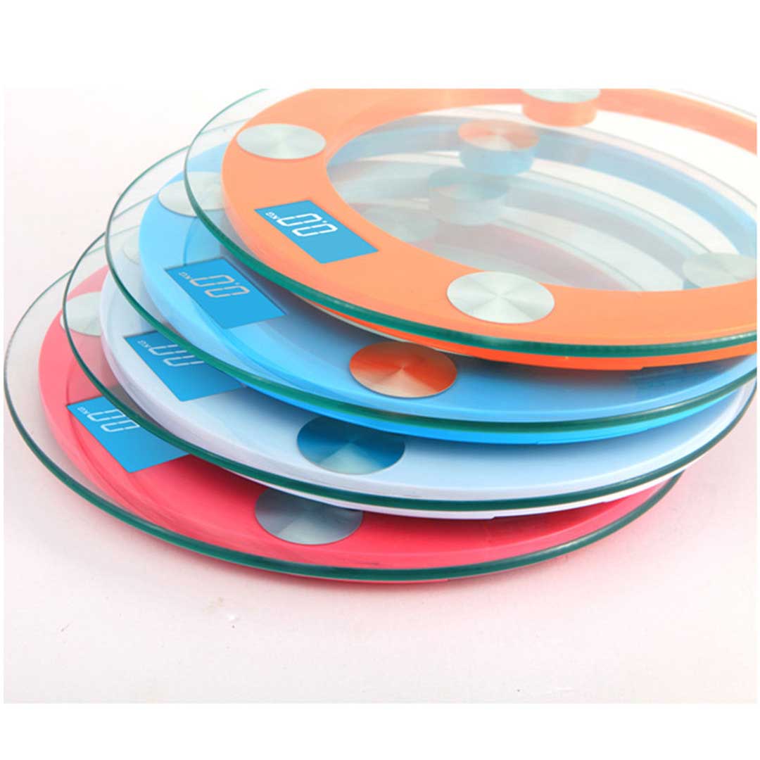180kg Digital Glass LCD Scales Round Blue