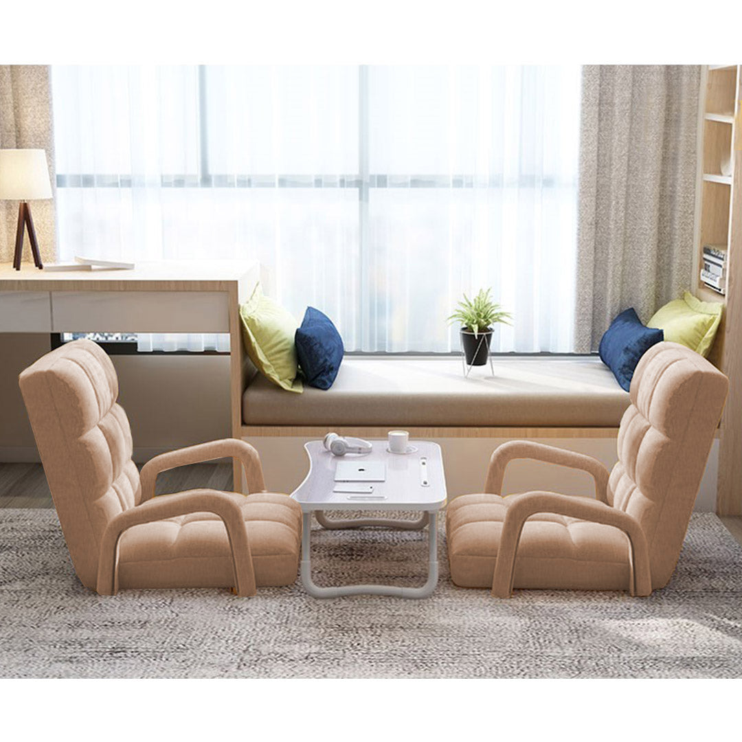 Floor Recliner Lazy Chair with Armrest Khaki