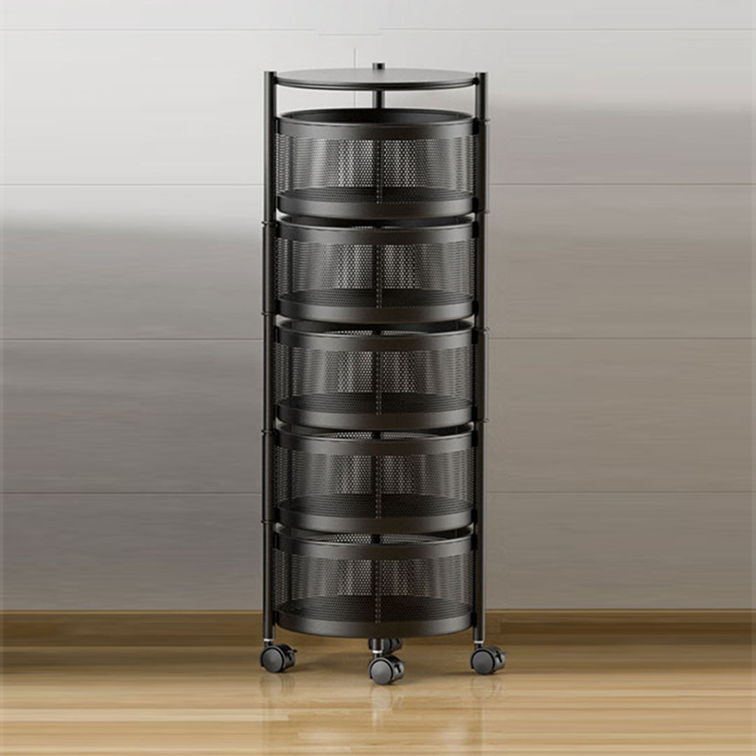 5 Tier Steel Round Rotating Kitchen Cart