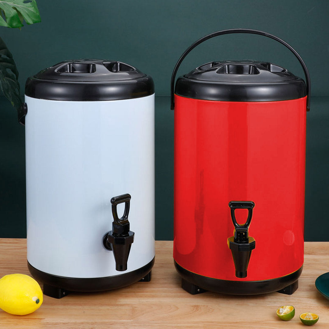 10L Stainless Steel Milk Tea Barrel with Faucet Red