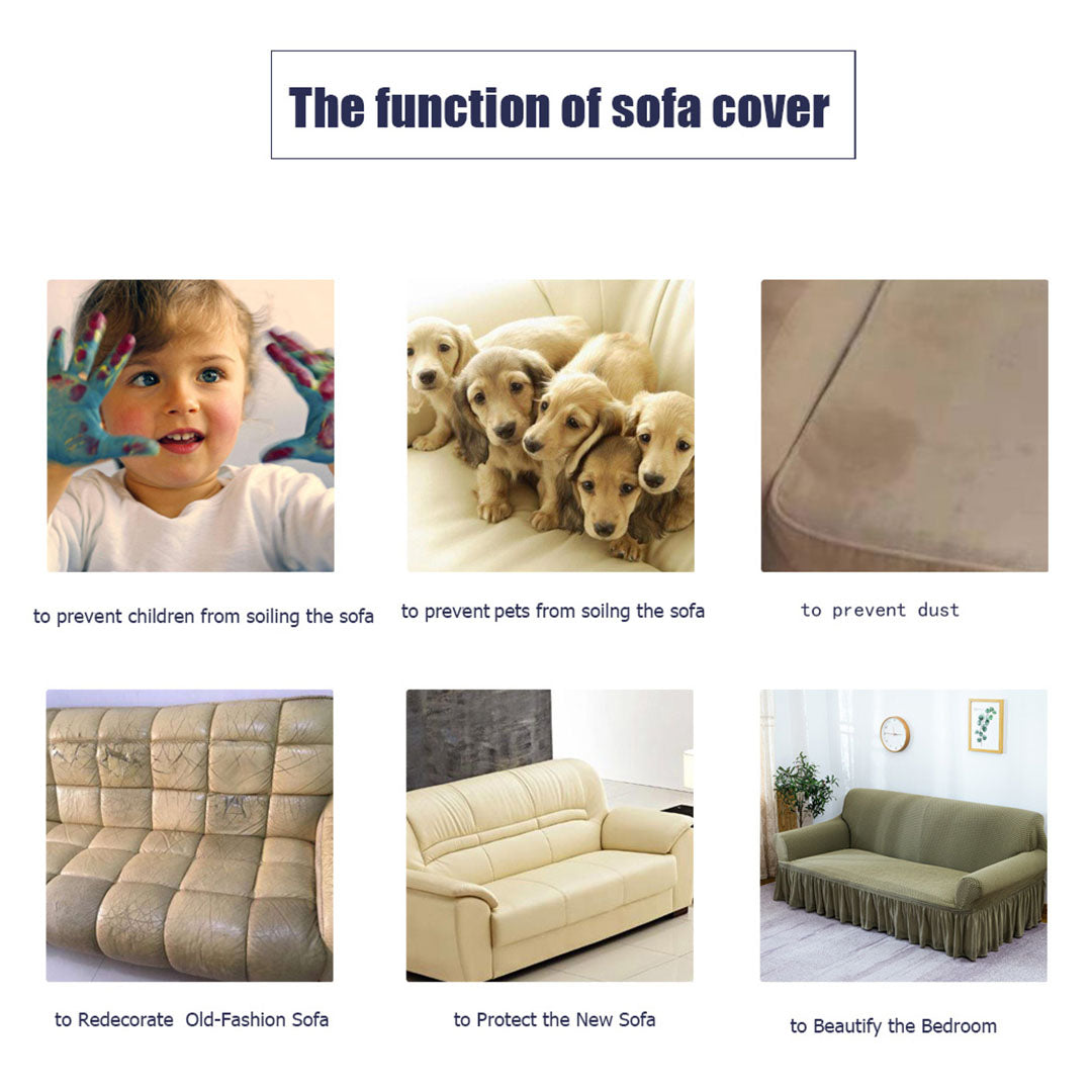 Coffee Colored 1- Seater Sofa Cover with Ruffled Skirt