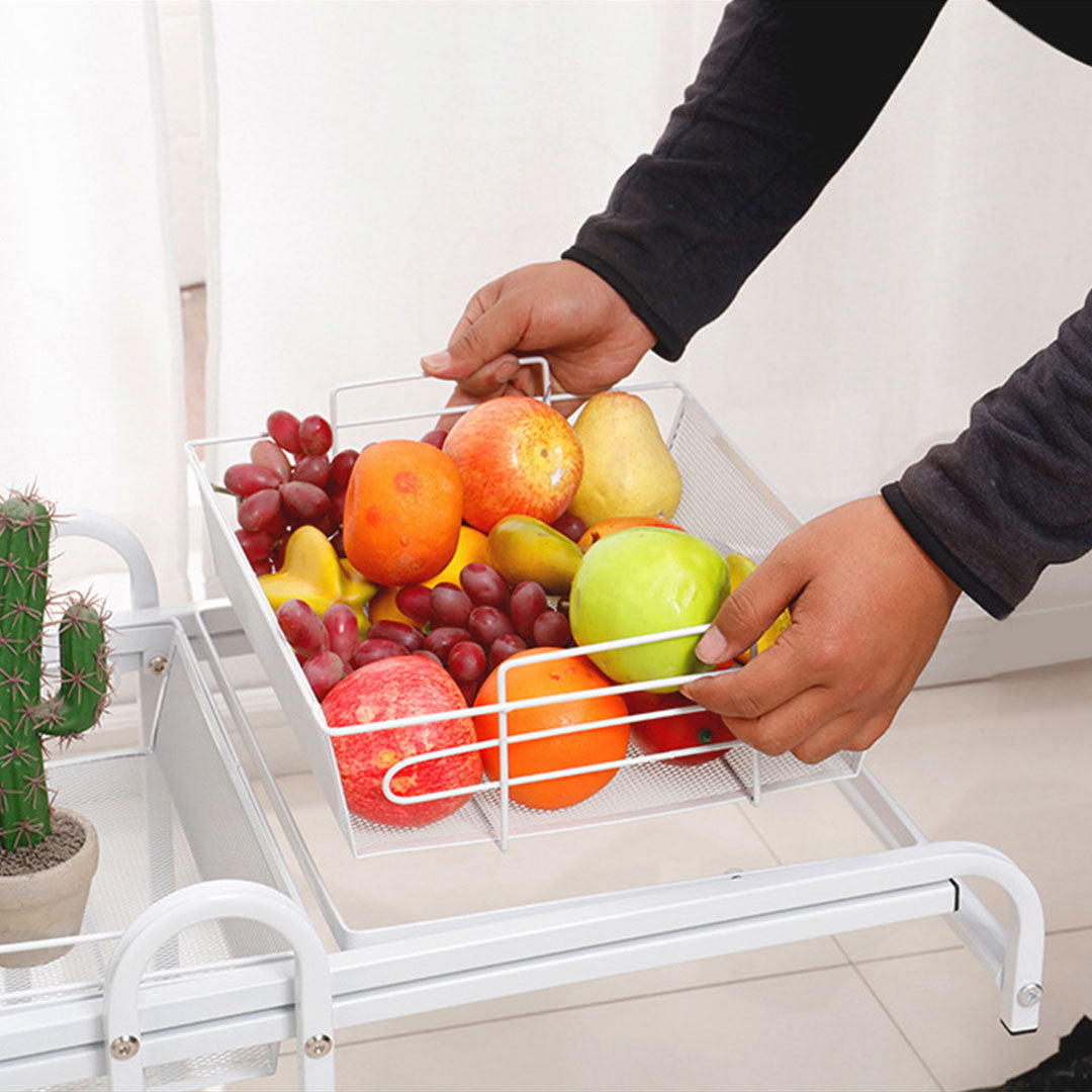 3 Tier Steel White Adjustable Kitchen Cart