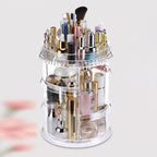 360 Degree Rotating Cosmetic Storage Organiser with White LED Light Tabletop Mirror Set