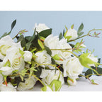12 Heads Artificial Silk Rose Bouquet White